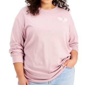 Rebellious One Trendy Plus Size Manhattan Tennis Graphic Long Sleeve Top NWT
